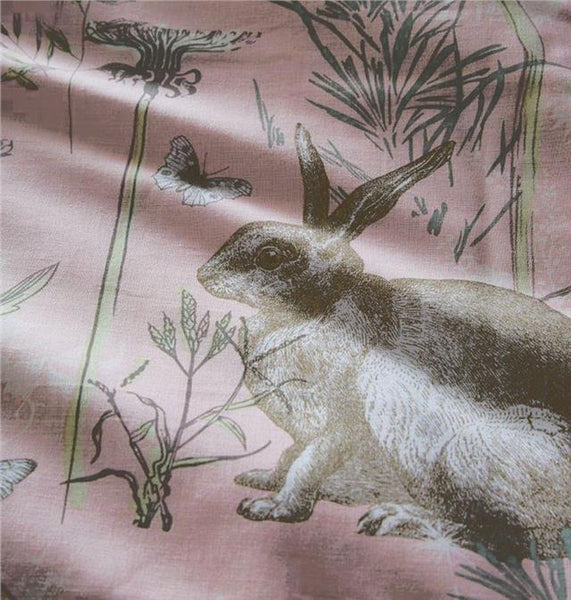 Duvet set rabbit meadow blush pink quilt cover & pillow cases bedding
