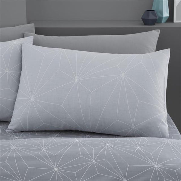 Grey duvet set geometric bedding reversible quilt cover pillow case set