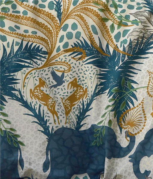 Duvet sets Indian elephant teal & ochre tropical palm fern quilt cover bedding