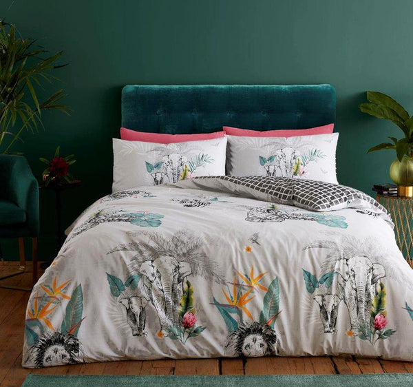 Duvet sets elephant jungle tropical leaf flower grey quilt cover boho bedding