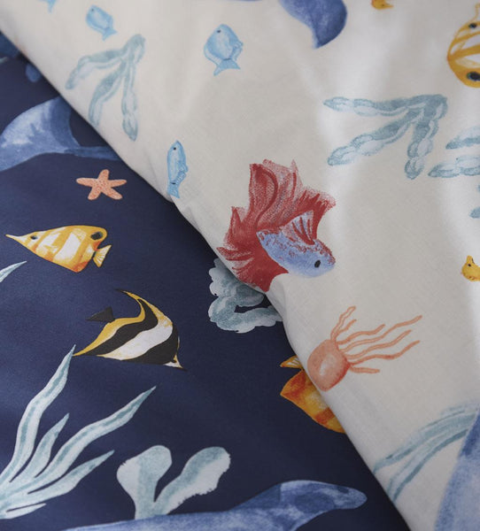 Duvet set ocean themed navy blue sea creature quilt cover single double bedding