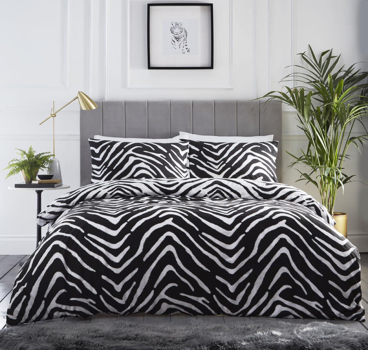 Black & white quilt cover tiger striped reversible bedding zebra duvet set