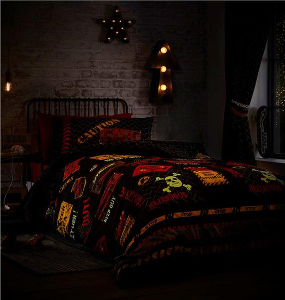 Glow in the dark duvet set KEEP OUT black quilt cover / curtains *buy separately