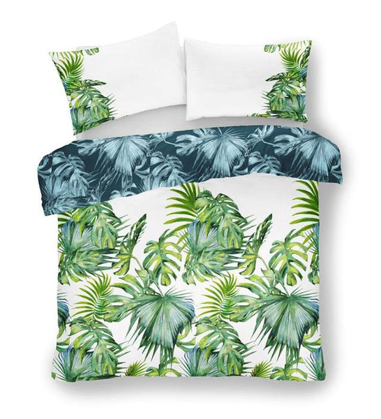 Duvet sets green tropical palm leaf print bedding quilt cover & pillow cases