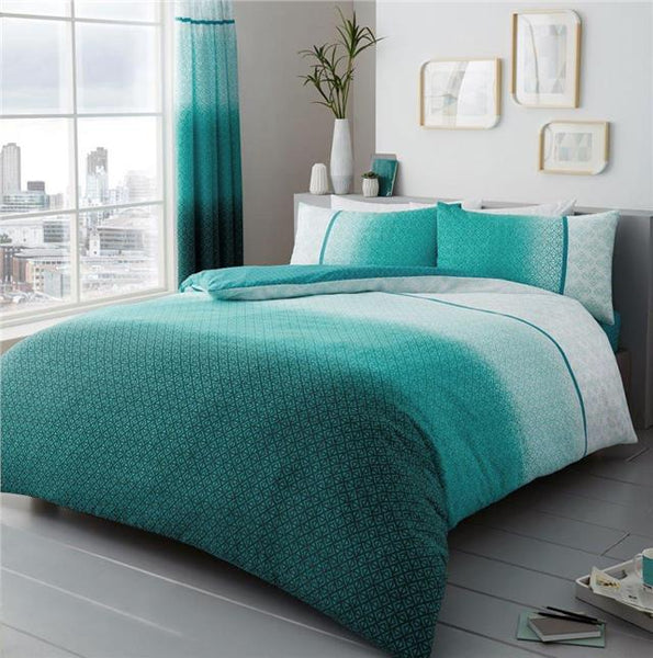 Duvet sets teal ombre quilt cover & pillow cases contemporary bedding