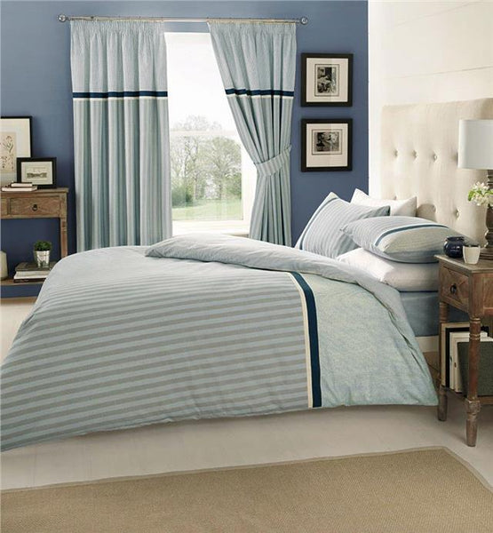 Blue stripe duvet set quilt cover & pillow cases classic design bedding