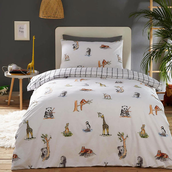 Animal Duvet Set Quilt Cover Bedding Koala Penguin Rabbit Giraffe Tiger Panda
