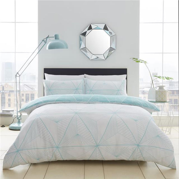 Duvet set geometric aqua modern linear design bedding quilt cover & pillow cases