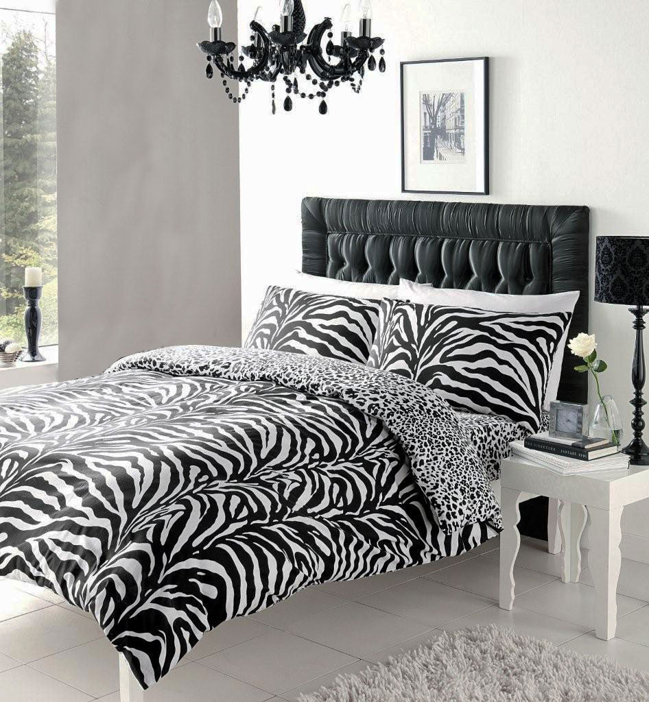 Zebra print duvet sets black & white quilt cover bed set animal print bedding